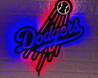 LA Dodgers LED Wall Art, Logo Light for Man Cave Decor