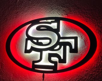 San Francisco 49ers LED Sign Wall Decor, NFL Football Team Lighted Logo Wall Art, Man Cave Neon Style Gift for Football Fans Home Bar Decor