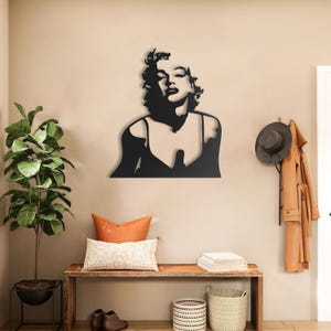 Marilyn Monroe metalen wanddecoratie | Matzwart silhouet | Moderne wanddecoratie in huis en cadeau voor beroemdheden