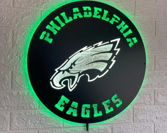 Philadelphia Eagles LED Sign Wall Decor, NFL Football Team Lighted Logo Wall Art, Man Cave Neon Style Gift for Football Fans Home Bar Decor