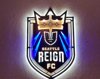 Seattle Reign FC LED Wall Sign, Logo Light for Man Cave Decor
