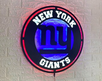 New York Giants LED Sign Wall Decor, NFL Football Team Lighted Logo Wall Art, Man Cave Neon Style Gift for Football Fans Home Bar Decor