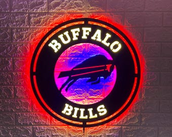 Custom *Buffalo LED Sign Wall Decor, NFL Football Team Lighted Logo Wall Art, Man Cave Neon Style Gift for Football Fans Home Bar Decor