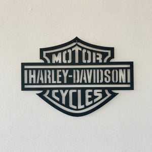Custom Motorcycles Metal Wall Art, Matte Black Motorcycle Logo Wall Decor for Garage Workshop Office or Man Cave, Biker Gift Idea
