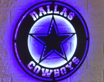 Dallas Cowboys LED Sign Wall Decor, NFL Football Team Lighted Logo Wall Art, Man Cave Neon Style Gift for Football Fans Home Bar Decor