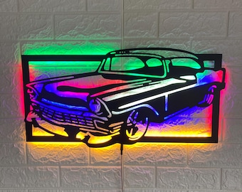 1956 *Bel *Air LED Wall Art, Classic Car Light for Man Cave Decor