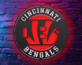 Custom *Bengals LED Sign Wall Decor, NFL Football Team Lighted Logo Wall Art, Man Cave Neon Style Gift for Football Fans Home Bar Decor