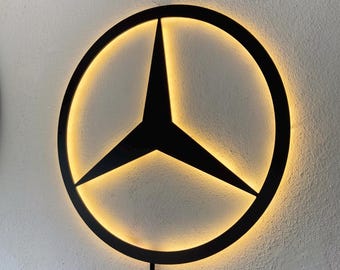 Custom *Mercedes LED Wall Art, Luxury Automotive Lighted Wall Decor