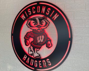 Custom *Badgers LED Sign Wall Decor, NCAA College Team Lighted Logo Art