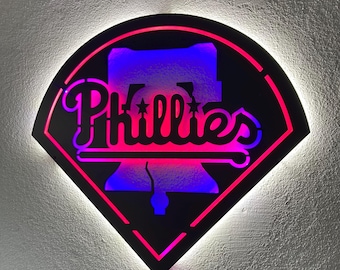 Custom *Phillies LED Sign Wall Decor, MLB Baseball Team Lighted Logo Wall Art, Man Cave Neon Style Gift for Baseball Fans Home Bar Decor