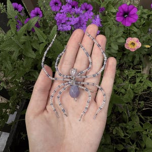 handmade glass beaded spider keychain