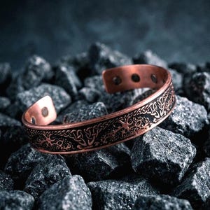 Pure Copper Grape Wnery Adjustable Dome Cuff Bracelet Arthrts Relef