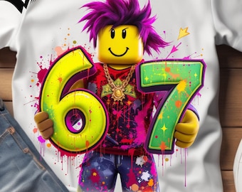 Six Seven | 67 | RB Inspired | Digital Download | PNG File | Transparent Background | No Background | Sublimation | Kids T-shirt Designs
