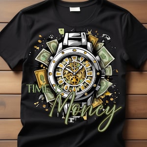 Tid är pengar PNG | Tid är pengar digitalt | Herr-t-shirtdesigner | Coola digitala tryck | Tid är pengar-tryck |
