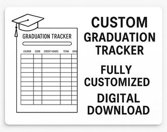 Aangepaste trackingsjablonen voor lessen | Gepersonaliseerde add-on | Naam, school, kleuren | Volledig aangepaste pdf met afstudeertracker
