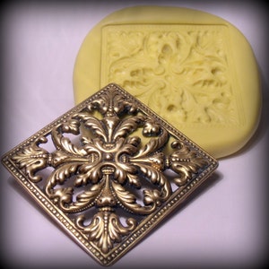 large victorian embellishment square mold - flexible silicone push mold / craft/ dessert/ mini food / soap mold/ resin/jewelry and more.
