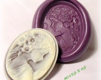 young lady with mirror mold- flexible silicone push mold / craft/ dessert/ mini food / soap mold/ resin/jewelry and more...