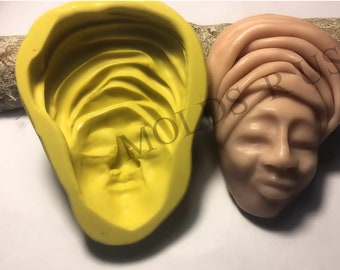 African Beautiful Woman face art deco flexible silicone mold