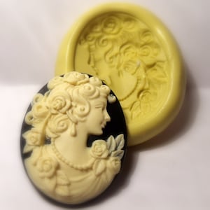cameo victorian lady mold - flexible silicone push mold / craft/ dessert/ mini food / soap mold/ resin/jewelry and more.