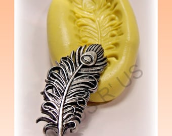 large peacock feather silicone push mold / craft/ dessert/ mini food / soap mold/ resin/jewelry and more....