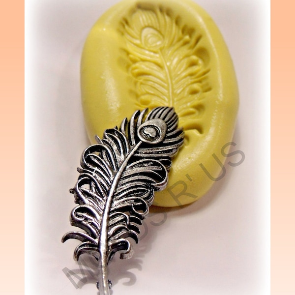 large peacock feather silicone push mold / craft/ dessert/ mini food / soap mold/ resin/jewelry and more....