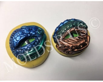 Dragon eye s set of 2 molds- flexible silicone push mold / craft/ dessert/ mini food / soap mold/ resin/jewelry and more...