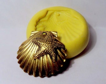 seashell with star fish mold- flexible silicone push mold / craft/ dessert/ mini food / resin/jewelry and more...