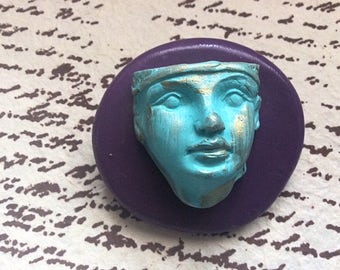 Art deco  Egyptian face flexible silicone mold/ fondant/ cake decoration