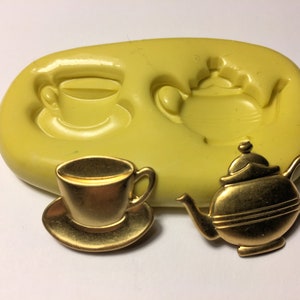 Teapot and cup mold- flexible silicone push mold / craft/ dessert/ mini food /  resin/jewelry and more...