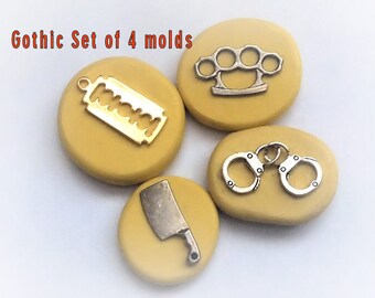 Gothic set of 4 molds- flexible silicone push mold / craft/ dessert/ mini food / resin/jewelry and more..