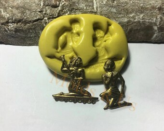 Egyptian couple  mold- flexible silicone push mold / craft/ dessert/ mini food / soap mold/ resin/jewelry and mo