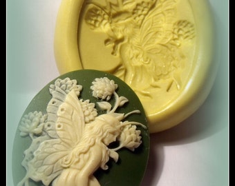 cameo lady fairy in the garden mould/ mold- flexible silicone push mold / cr'aft/ dessert/ mini food ' / resin/jewelry and more...