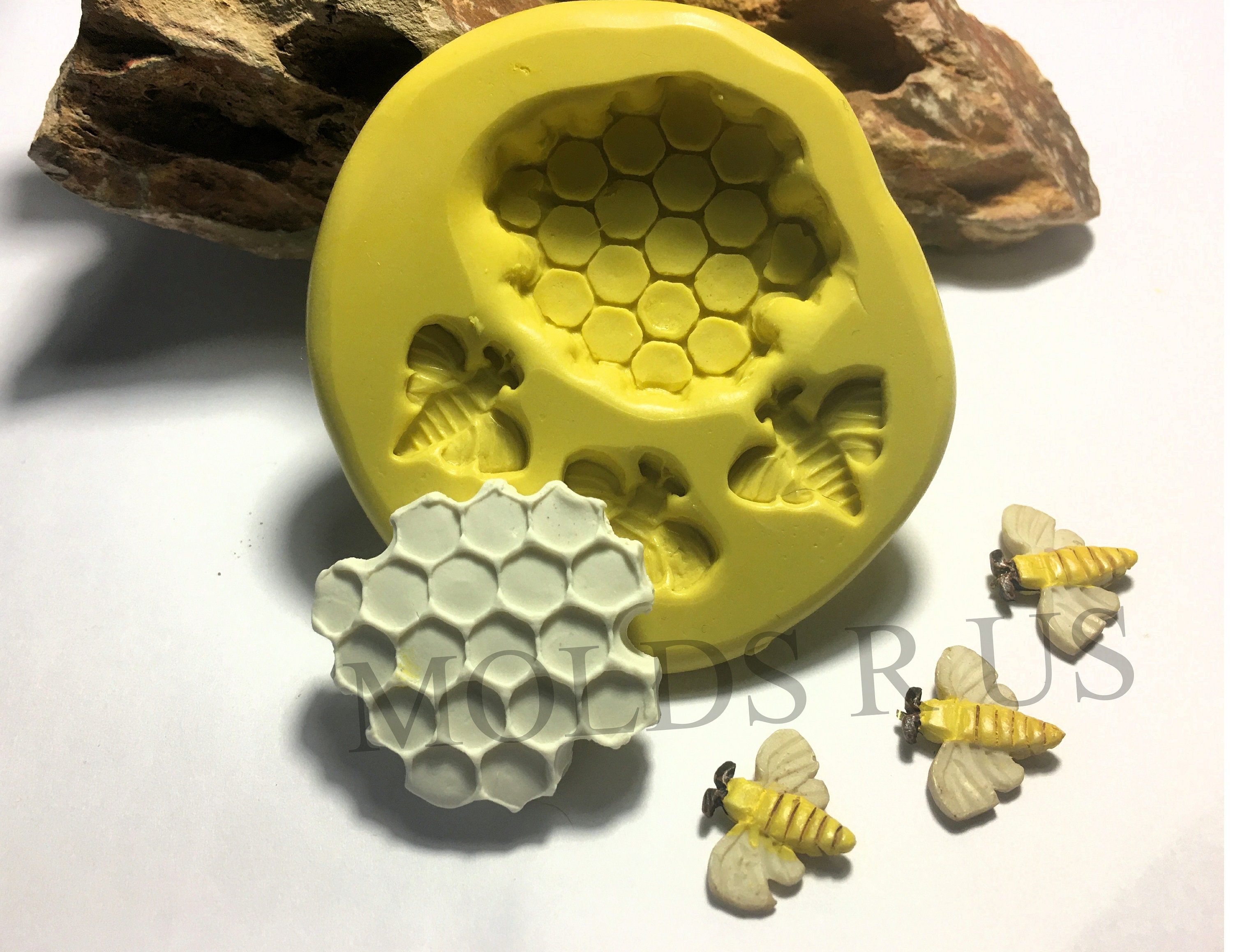 7 Pieces Bee Silicone Molds Honeycomb Mold Bees Theme Cake Fondant Mold Bee  Nest Sunflower Beehive Flower Molds Candy Baking Chocolate Decorating
