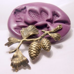 pine tree branch- flexible silicone push mold