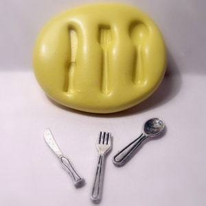 Kawaii bestick - flexibel silikonform / pyssel / dessert / mini mat / tvålform / harts / smycken och mer..
