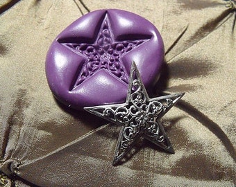 Filigree Star Flexible silicone push mold- fondant, wax, miniature foods, decoden, clay, resin, sweets, pmc