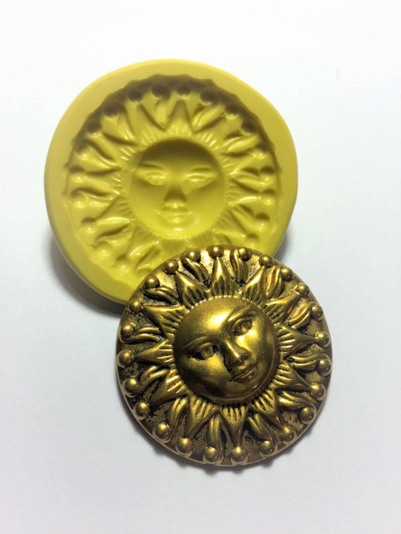 Sun Face mold flexible silicone push mold Fondant / cake decoration /craft/ dessert image 1