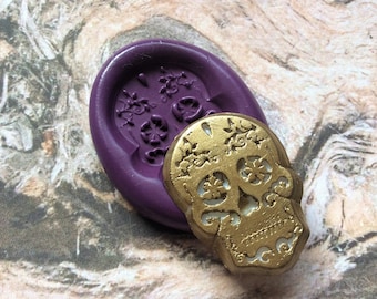 Sugar Skull flexible silicone mold/ fondant/ cake decoration