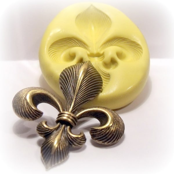 large fleur de lis silicone push mold / craft/ dessert/ mini food / soap mold/ resin/jewelry and more....