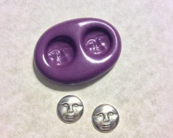 Miniature Moon Faces  mold - flexible silicone push mold / craft/ dessert/ mini food / resin/jewelry and more..