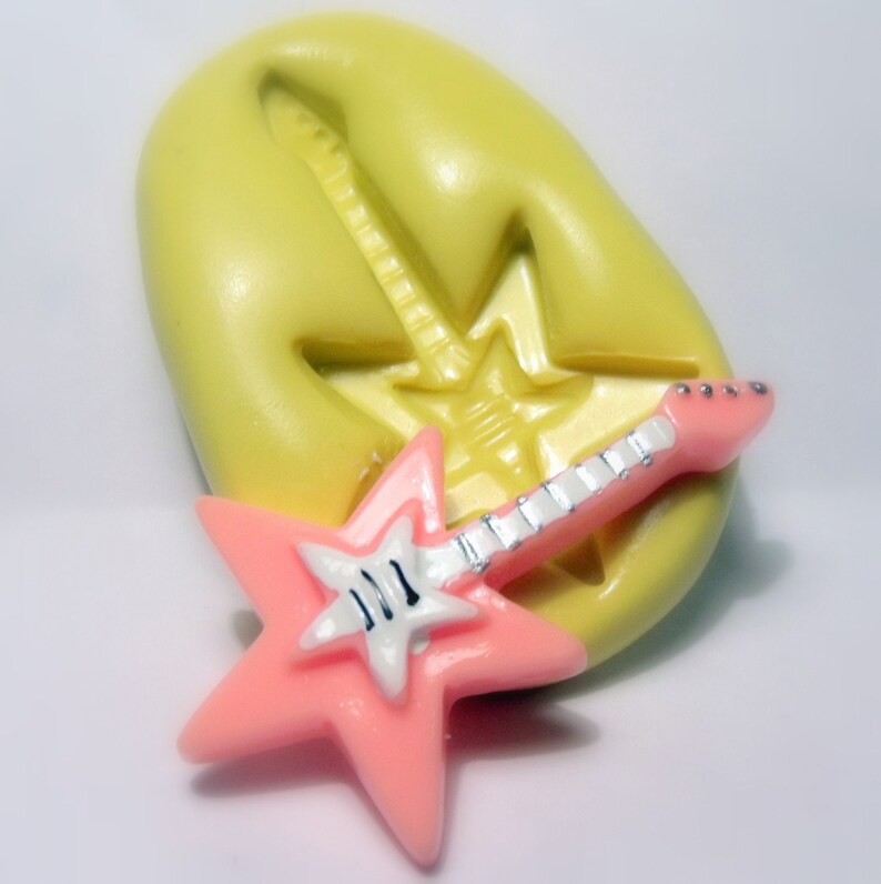Kawaii cute electric guitar mold flexible silicone push mold Etsy