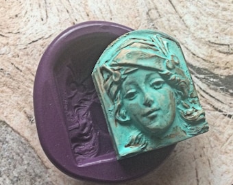 Goddess face art deco flexible silicone mold