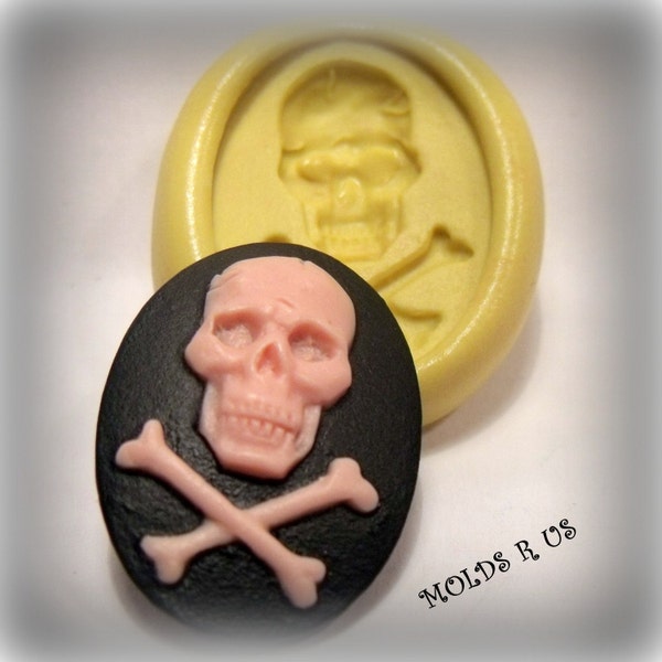 cameo skull with bones mould/ mold- flexible silicone push mold / craft/ dessert/ mini food /  resin/jewelry and more..