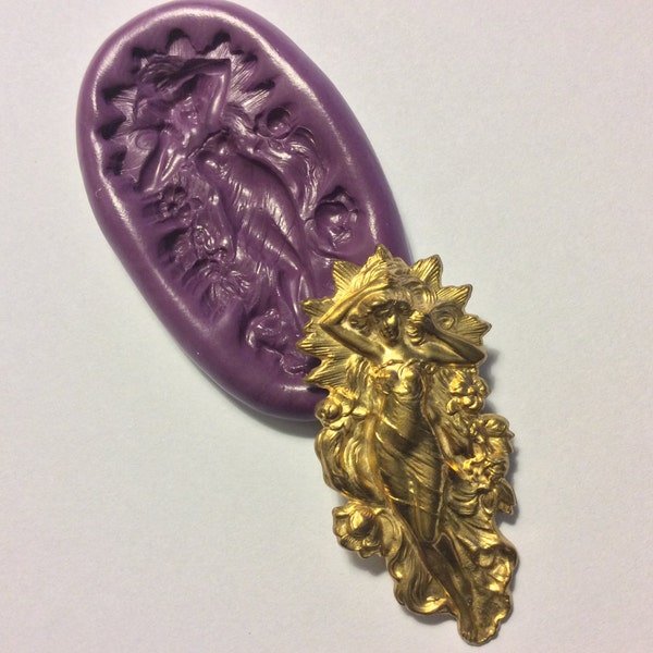 Art Deco Godess Lady  flexible silicone mold / mould