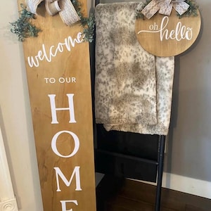Rustic Welcome Porch Sign & Door Hanger Set: Farmhouse Decor