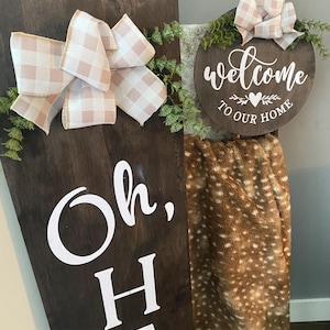 Rustic Welcome Porch Sign & Door Hanger Set: Farmhouse Decor