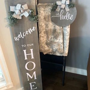 Rustic Welcome Porch Sign & Door Hanger Set: Farmhouse Decor
