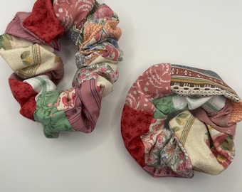Patchwork Floral Scrunchie: Cottagecore Hair Accessory