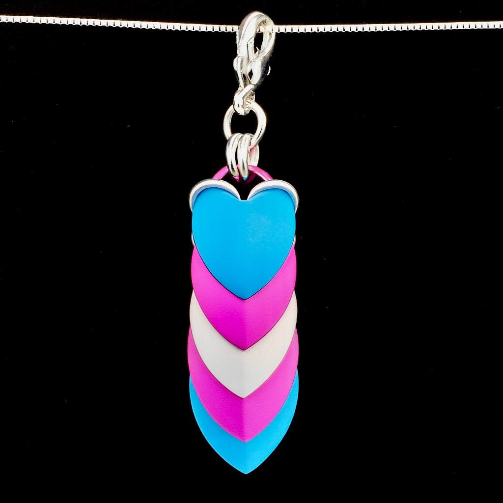 Transgender Pride Chainmaille Scale Pendent Keychain Zipper Pull LGBT - Image 1