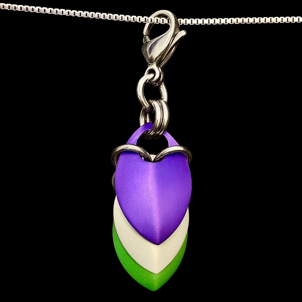 Genderqueer Pride Chainmaille Scale Pendent Keychain Zipper Pull LGBT - Image 1